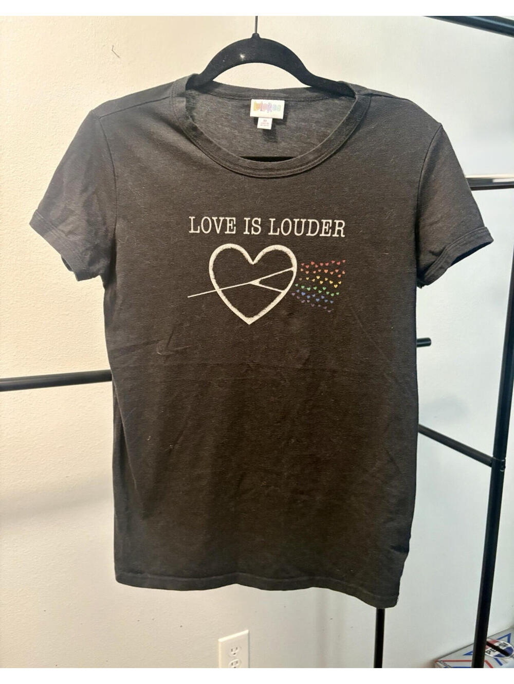LuLaRoe Black 'Love Is Louder' Graphic Tee Shirt Medium